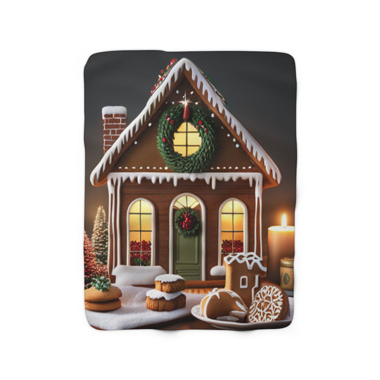 Gingerbread Sherpa Fleece Blanket
