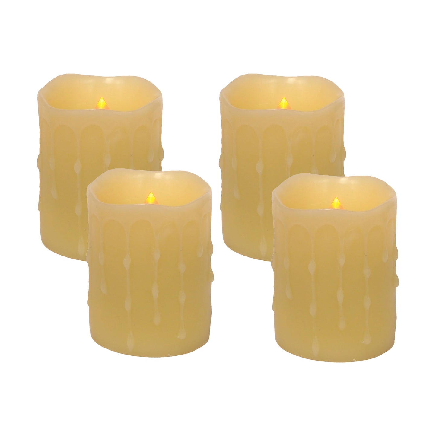 LED Dripping Wax Pillar Candles (Set of 4) 4"