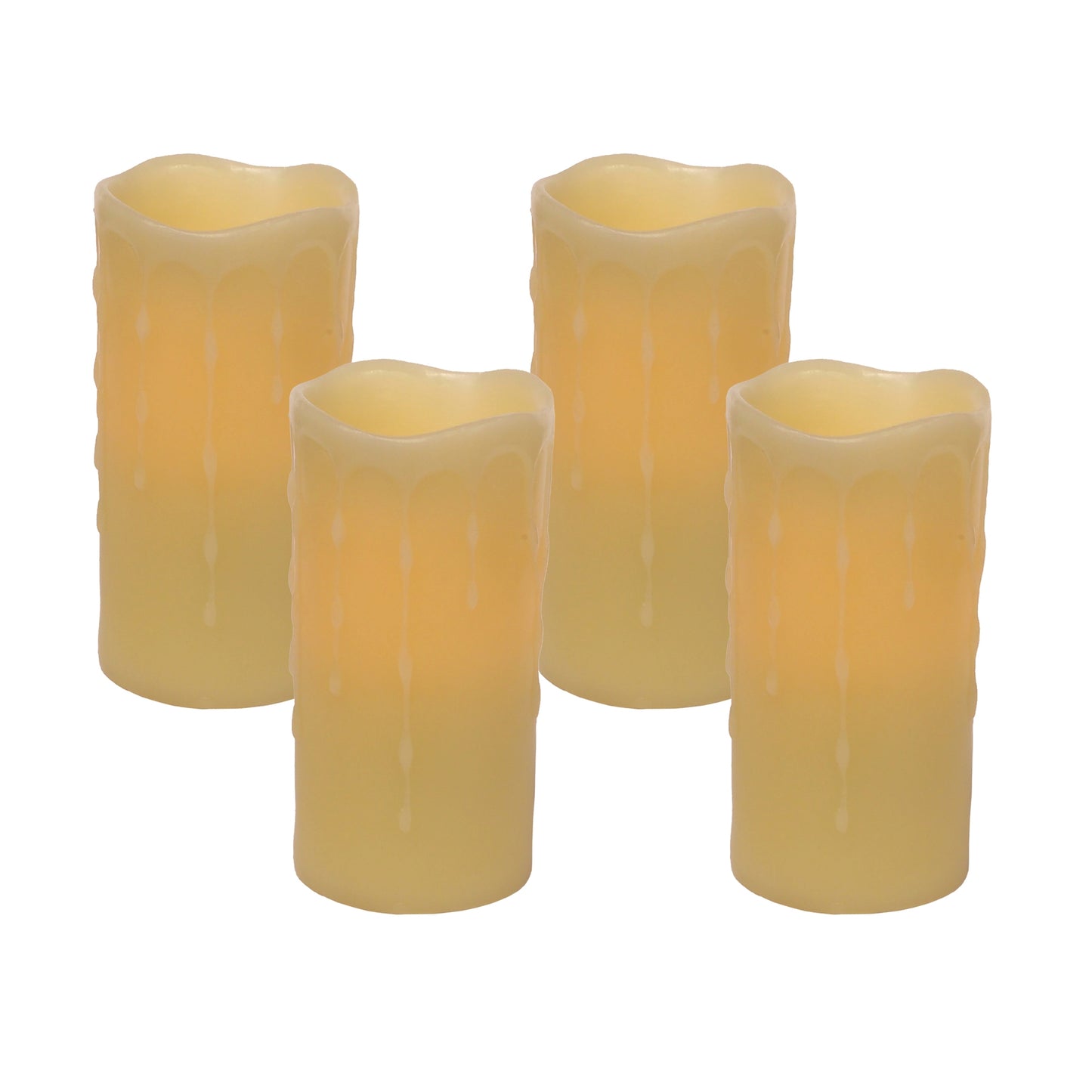 LED Dripping Wax Pillar Candles (Set of 4) 6"