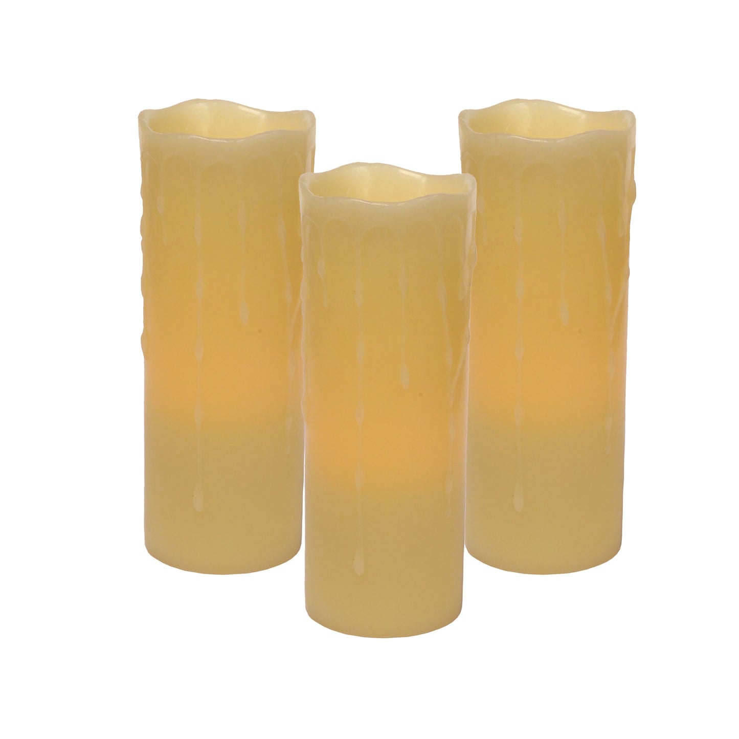 LED Dripping Wax Pillar Candles (Set of 3) 8"
