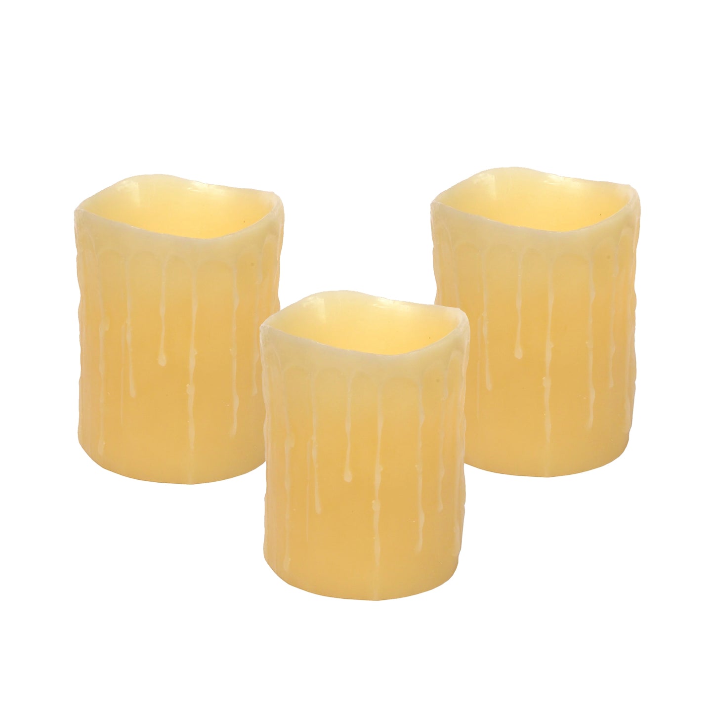 LED Dripping Wax Pillar Candles (Set of 3) 5"