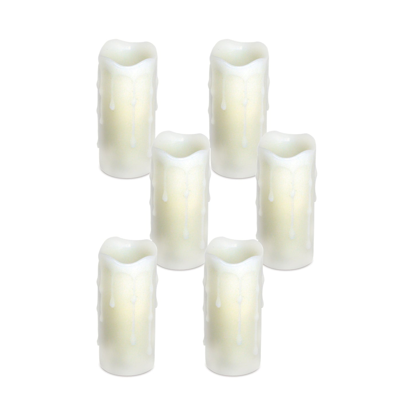 LED Dripping Wax Pillar Candles (Set of 6) 4"