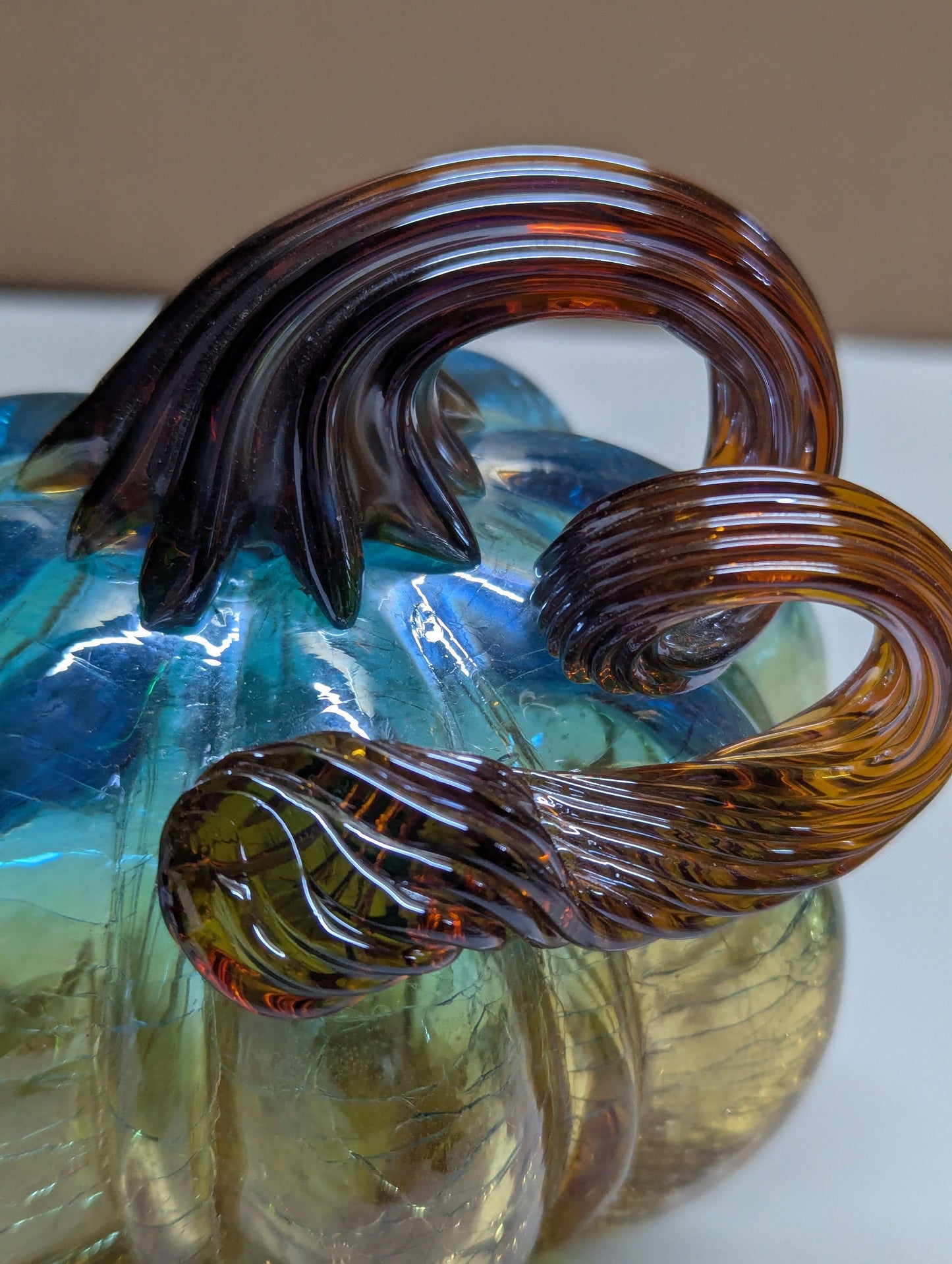 Glass pumpkin - Blue and Brown