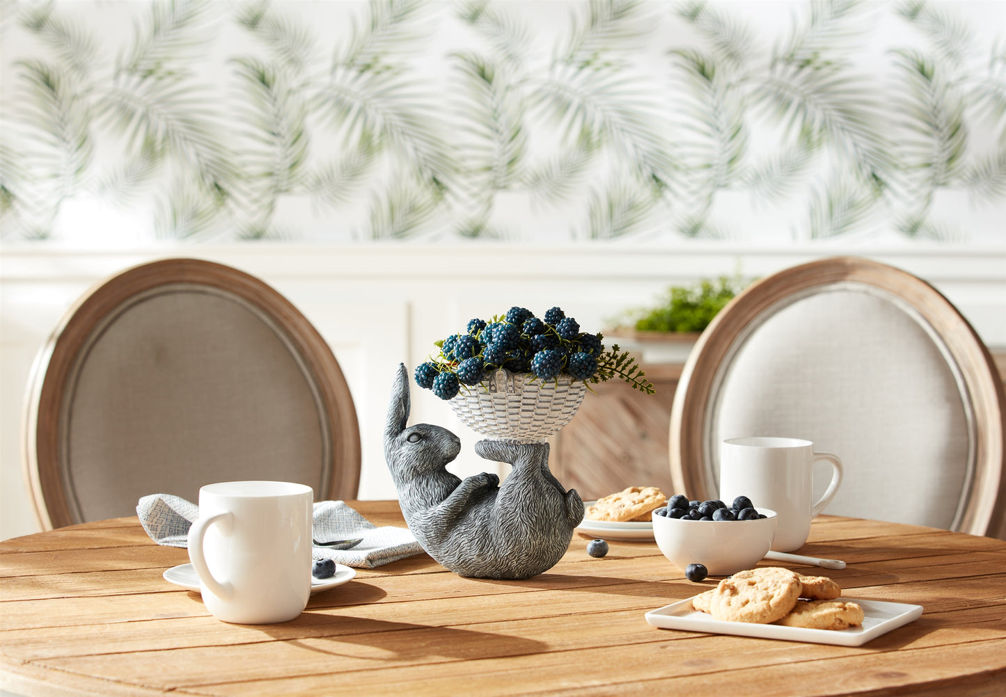 Laying Rabbit w/Basket 7"L x 7"H Resin