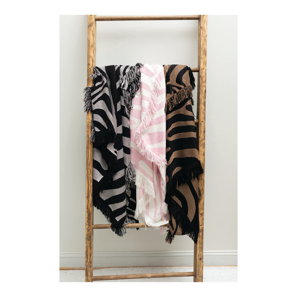 Zebra Natural/Pink 48X60 Rayon Throw Blanket