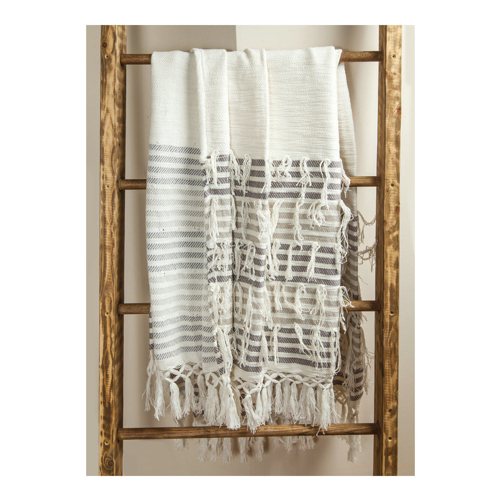 On The Fringe Cotton Embroidered Throw