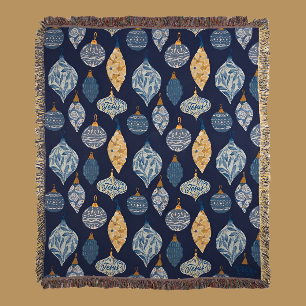 Blue White Christmas-50X60 Tapestry Throw