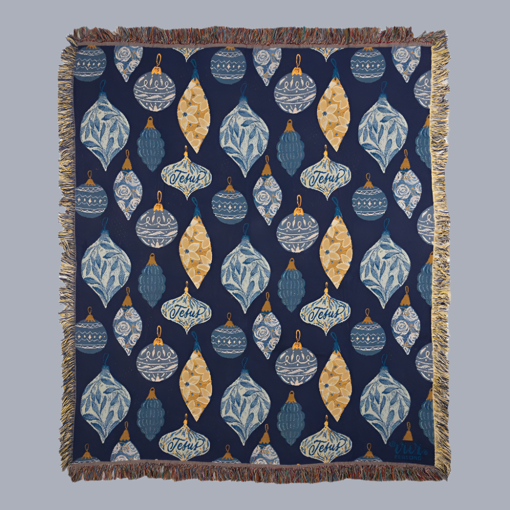 Blue White Christmas-50X60 Tapestry Throw