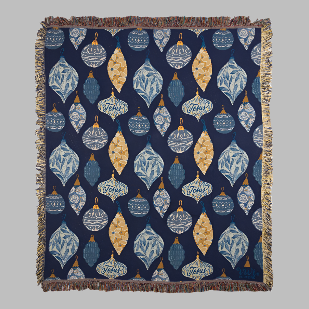 Blue White Christmas-50X60 Tapestry Throw