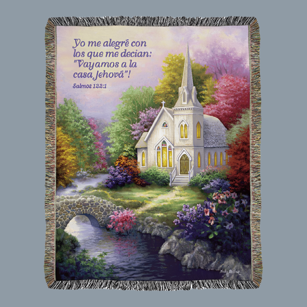 Church In Country Tapestry Throw - Spanish 50x60 Woven