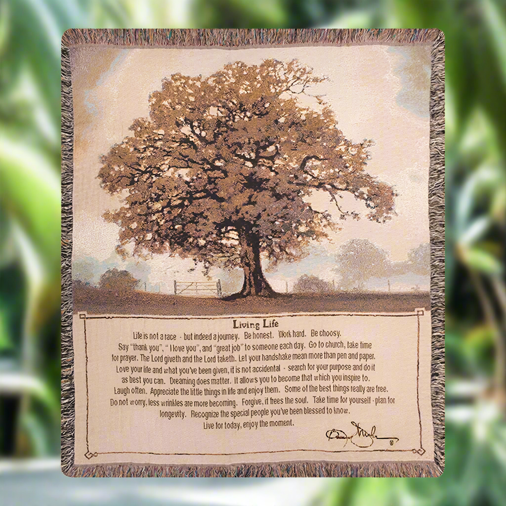 Living Life Tapestry Throw 50"x60" 100% Cotton