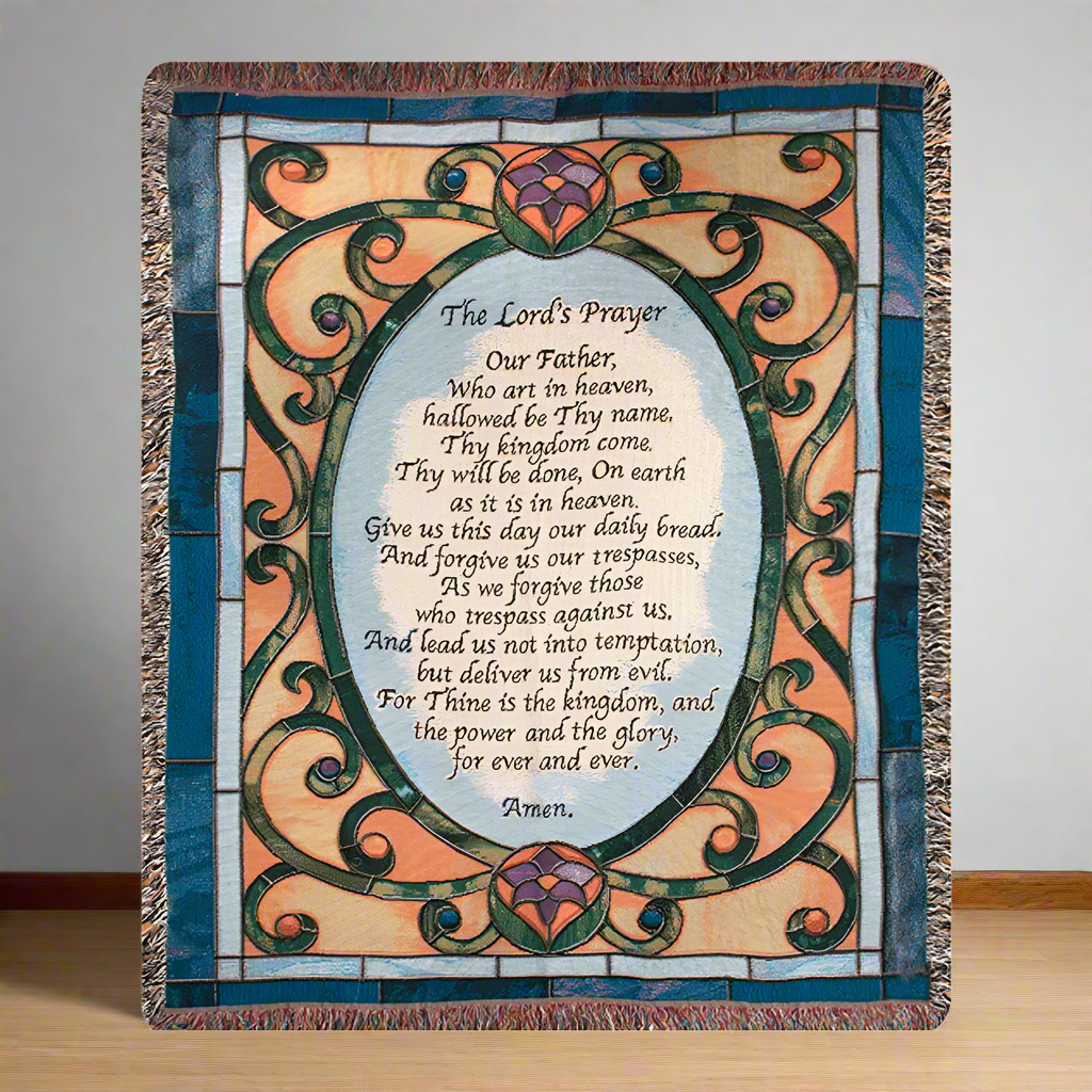 Lord's Prayer Tapestry Throw 50"x60" 100% Cotton