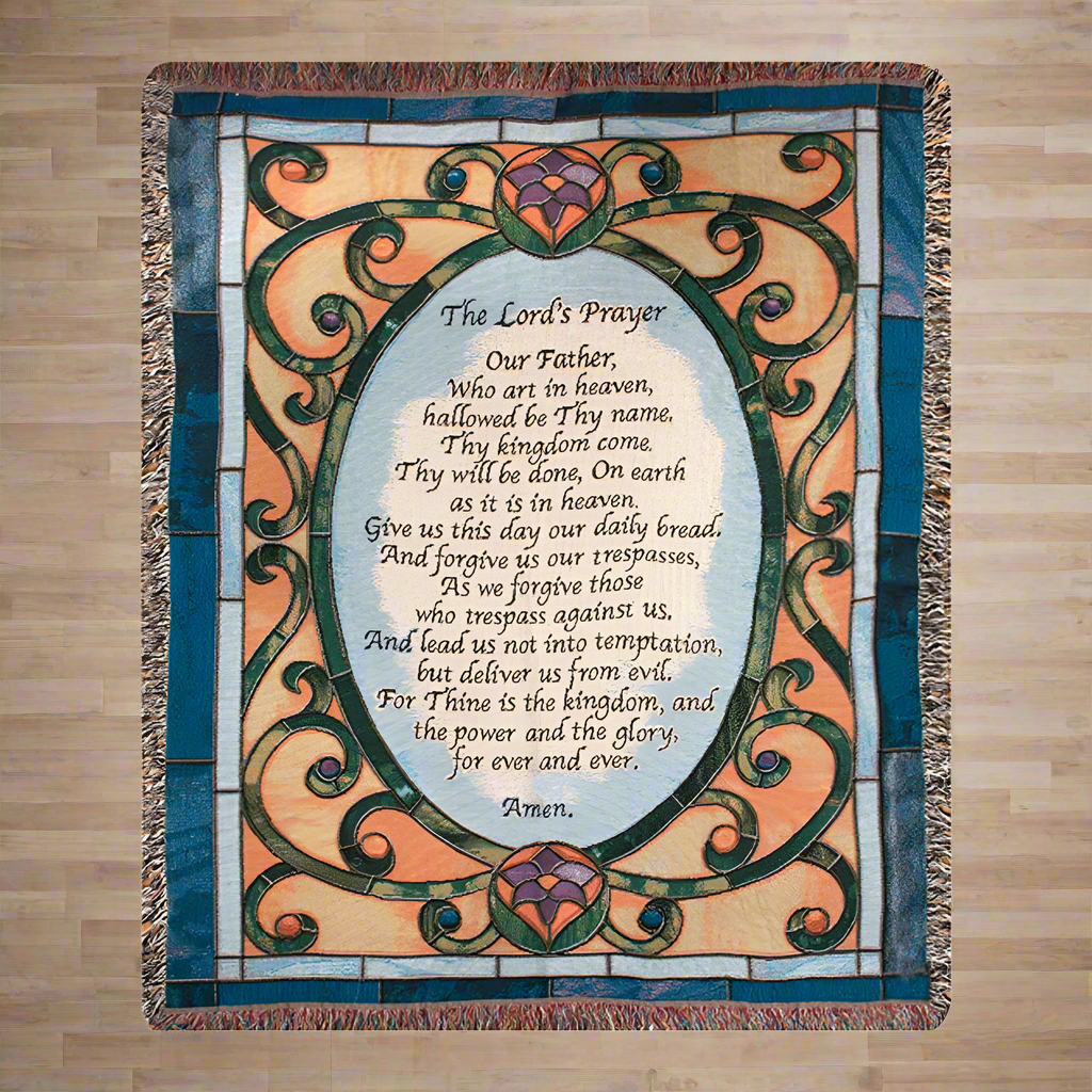 Lord's Prayer Tapestry Throw 50"x60" 100% Cotton