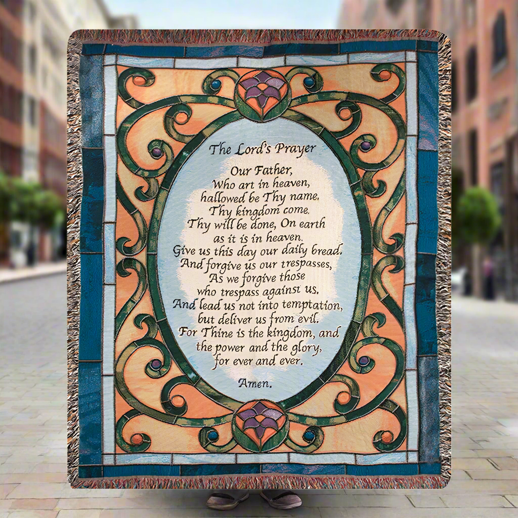 Lord's Prayer Tapestry Throw 50"x60" 100% Cotton
