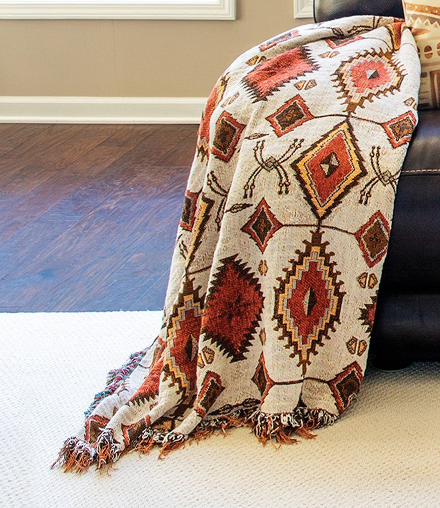 Non-Embellished Native Design Tapestry Throw 50"x60" 100% Cotton