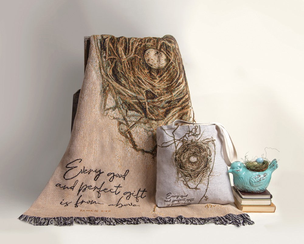 Nest Every Good And Perfect Gift Tapestry Throw 50"x60" 100% Cotton