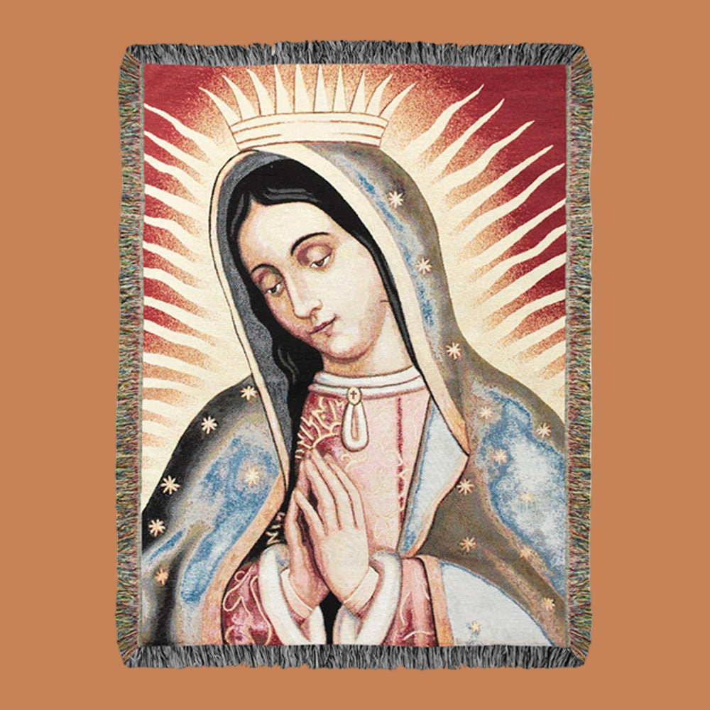 Our Lady of Guadalupe Tapestry Throw 50"x60" 100% Cotton