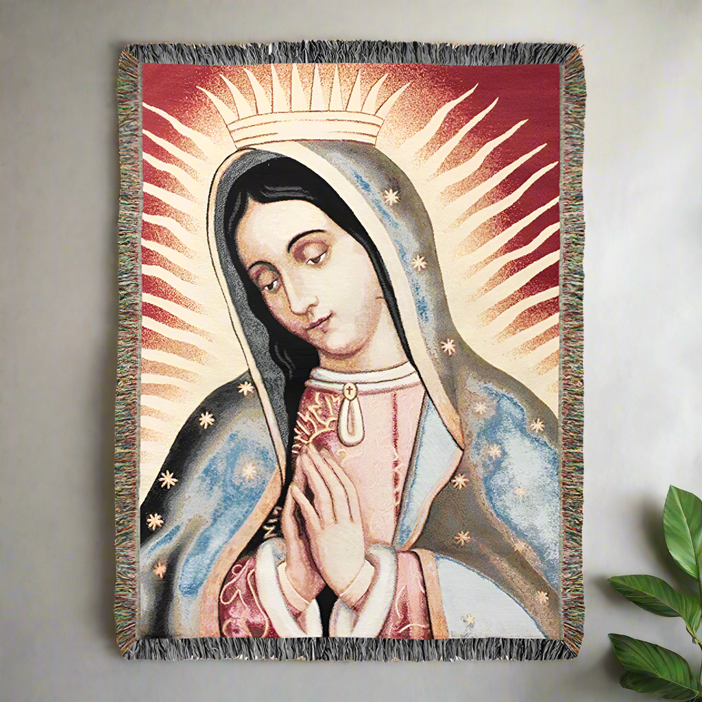 Our Lady of Guadalupe Tapestry Throw 50"x60" 100% Cotton