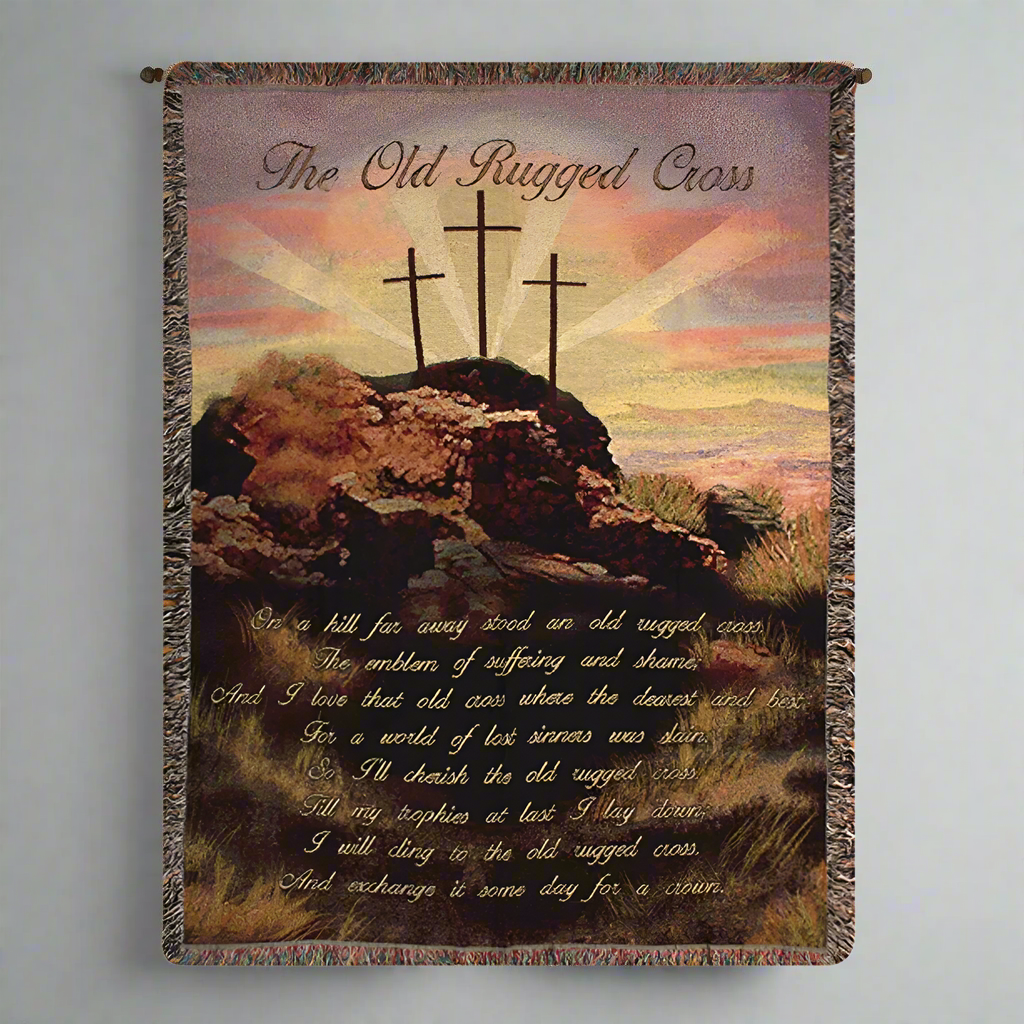 Old Rugged Cross Tapestry Throw 50"x60" 100% Cotton