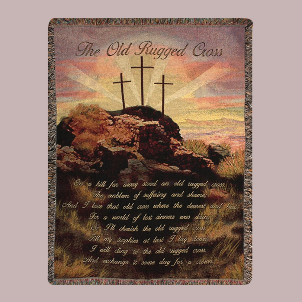 Old Rugged Cross Tapestry Throw 50"x60" 100% Cotton