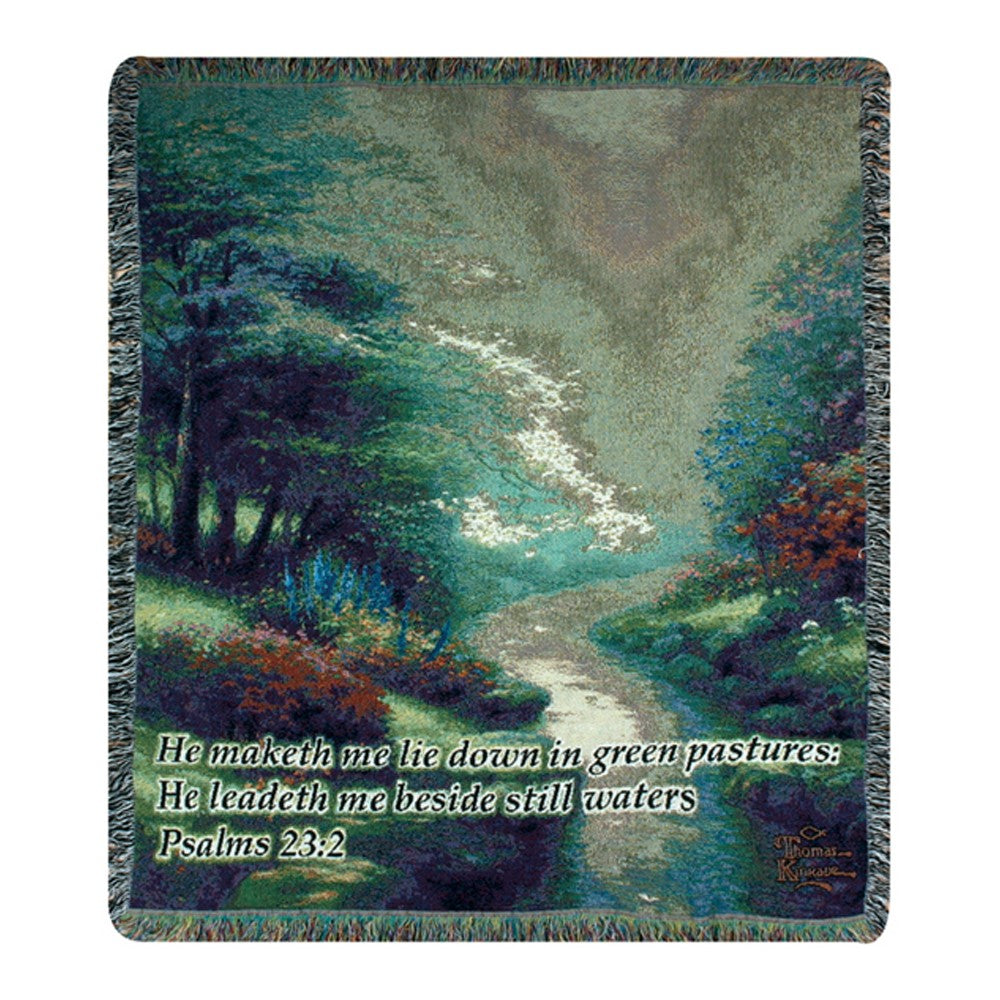 Thomas Kincade-Petals of Hope w/ Verse Tapestry Throw 50"x60" 100% Cotton