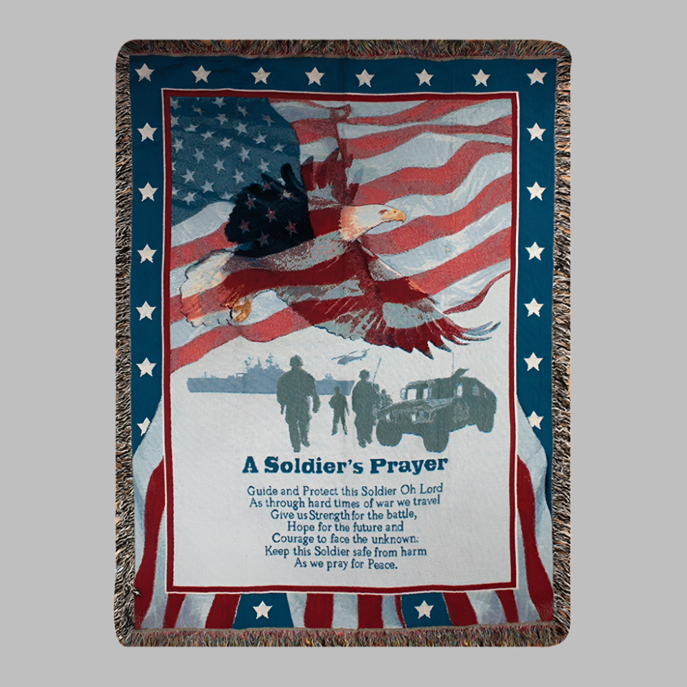 A Soldier's Prayer Tapestry Throw-50X60 Woven Throw