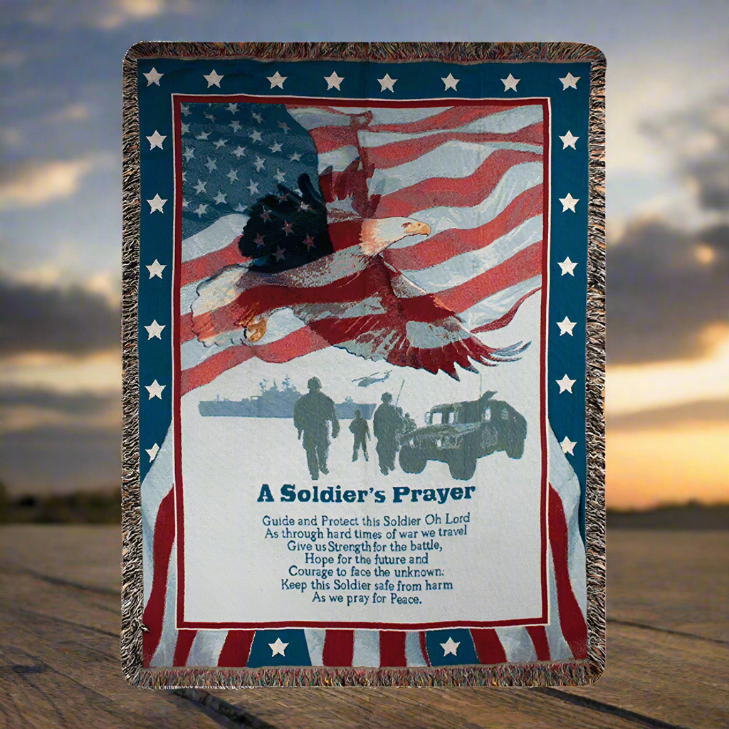 A Soldier's Prayer Tapestry Throw-50X60 Woven Throw