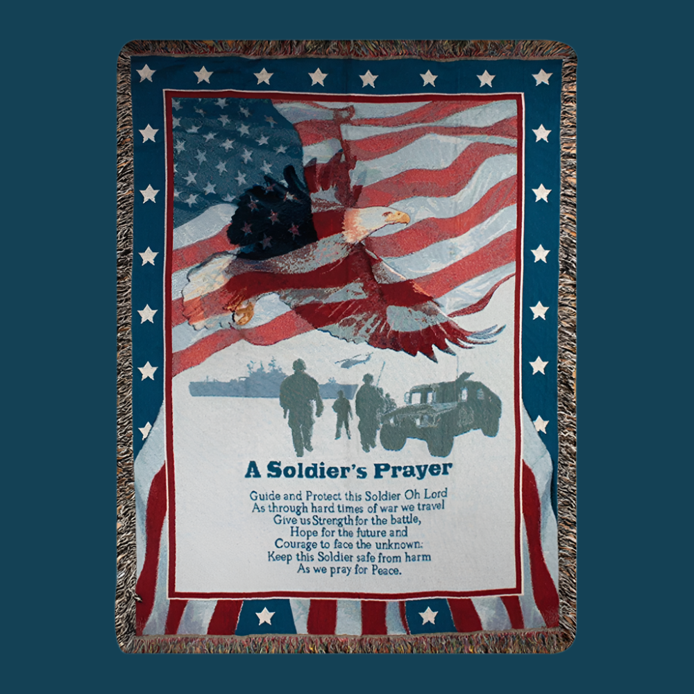 A Soldier's Prayer Tapestry Throw-50X60 Woven Throw