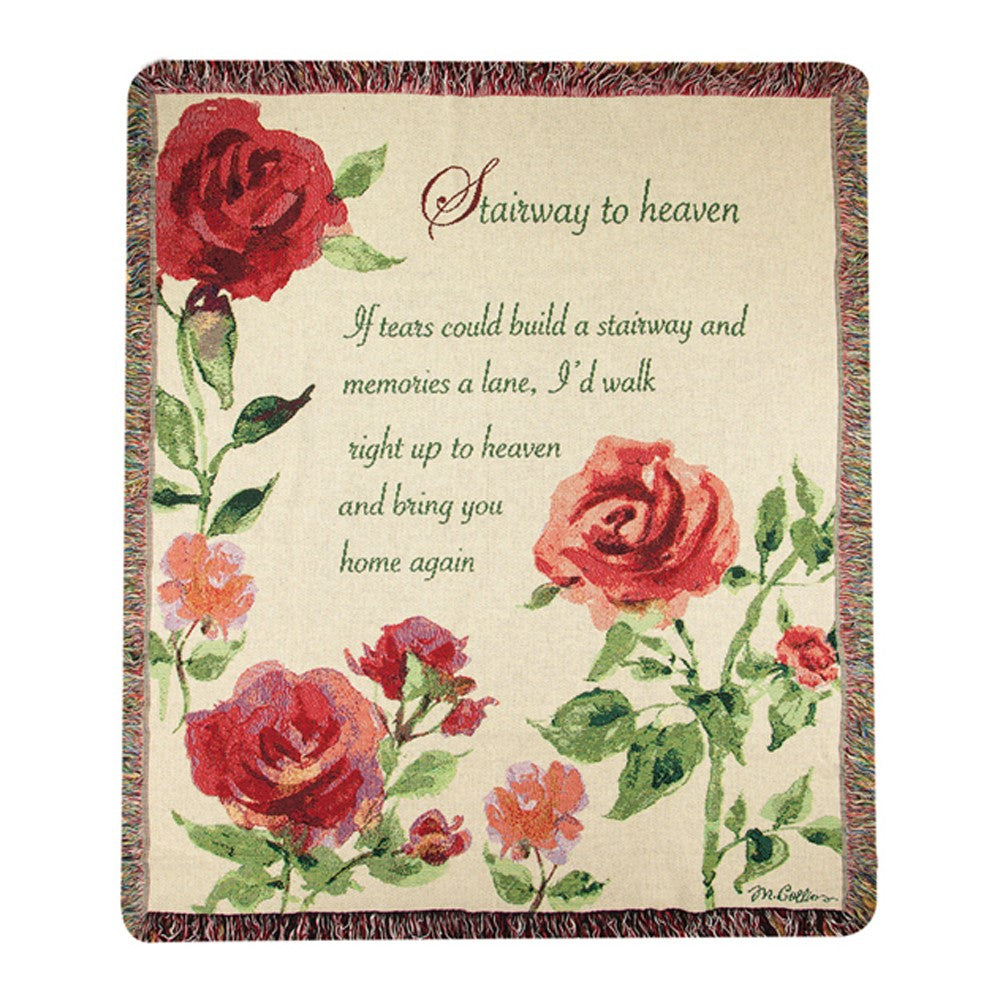 Stairway To Heaven Floral Tapestry Throw 50"x60" 100% Cotton