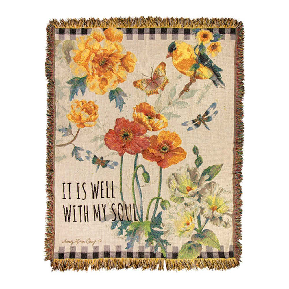 Sunshine Garden Tapestry Throw 50"x60" 100% Cotton