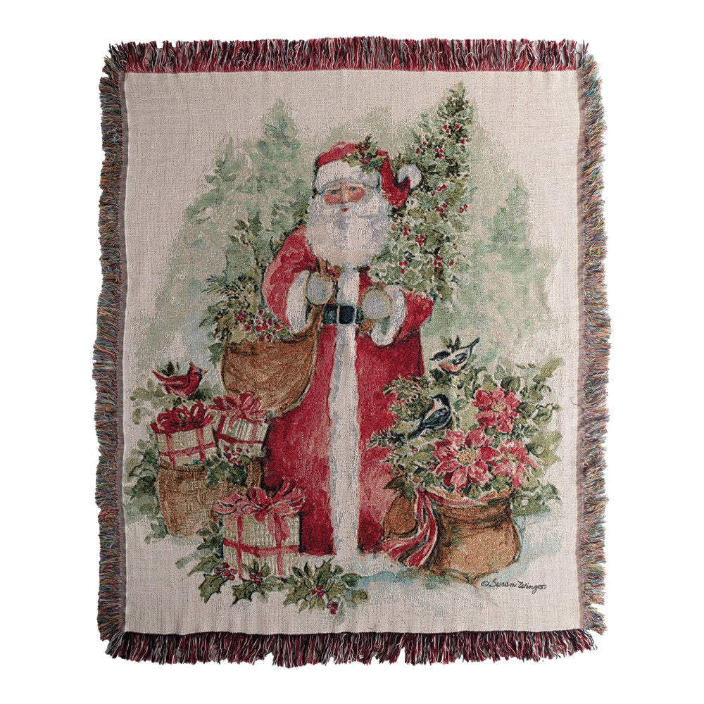 Holly And Pine - Santa Tapestry Throw 50" x 60"