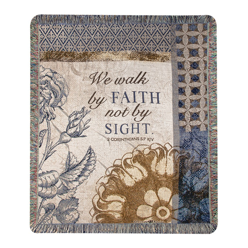 We Walk By Faith Tapestry Throw 50"x60" 100% Cotton