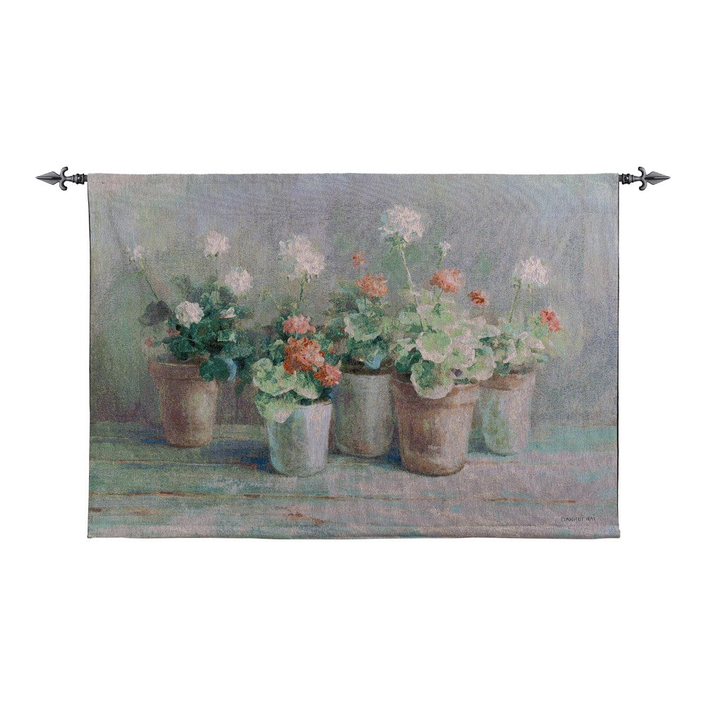 Farmhouse Geraniums Grande Wall Hanging 36x50 inch Tapestry with Rod