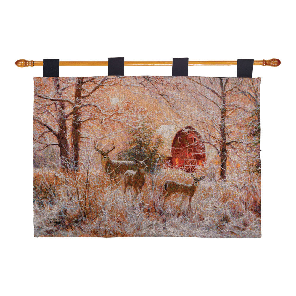 Winter Moonlight Tapestry Wall Hanging 36x26