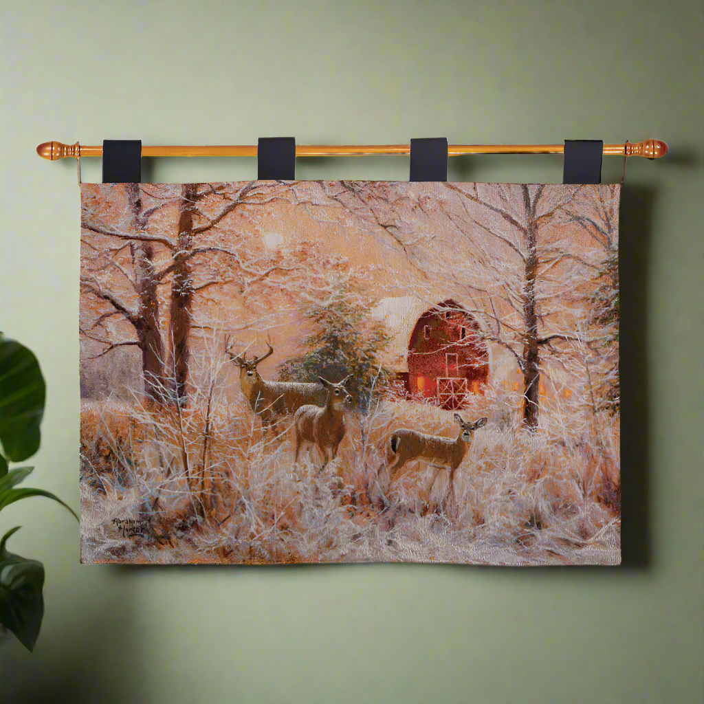 Winter Moonlight Tapestry Wall Hanging 36x26