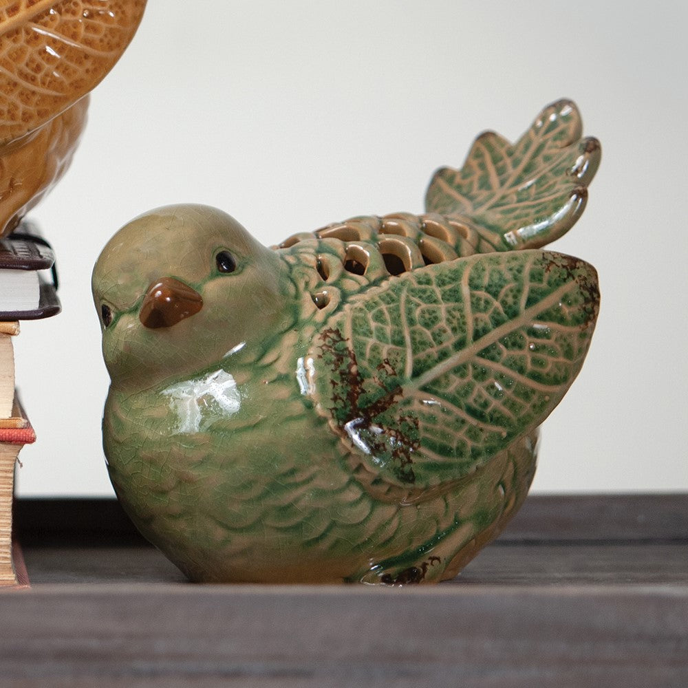 In Flight Olive Ceramic Birds Set of 2