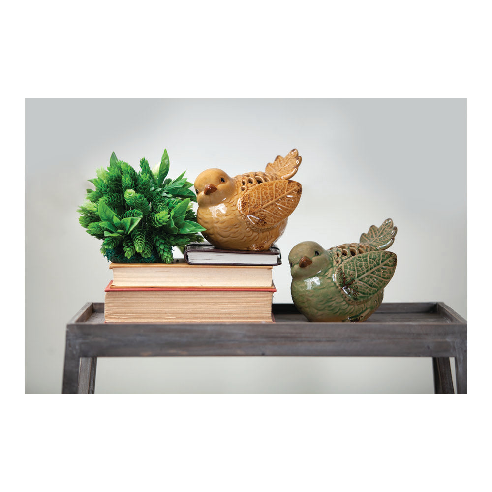 In Flight Olive Ceramic Birds Set of 2