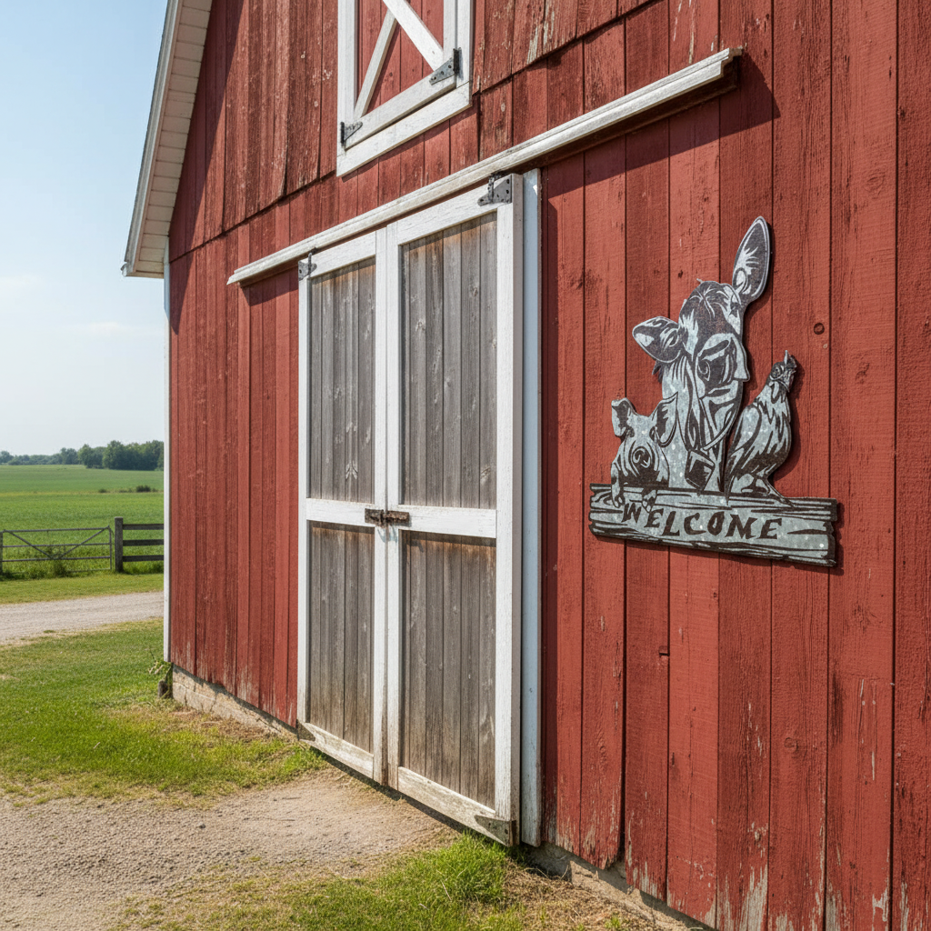 Baryard Metal Welcome Sign 18.75x17