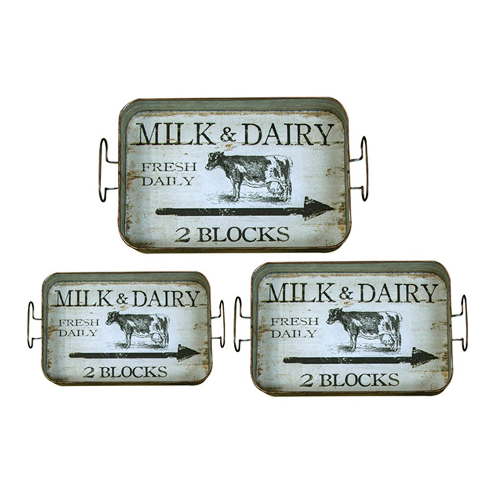 Metal Farm Tray Asst Set of 3