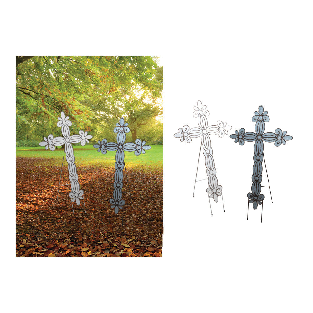 Metal Cross Easel - Cream Set of 2