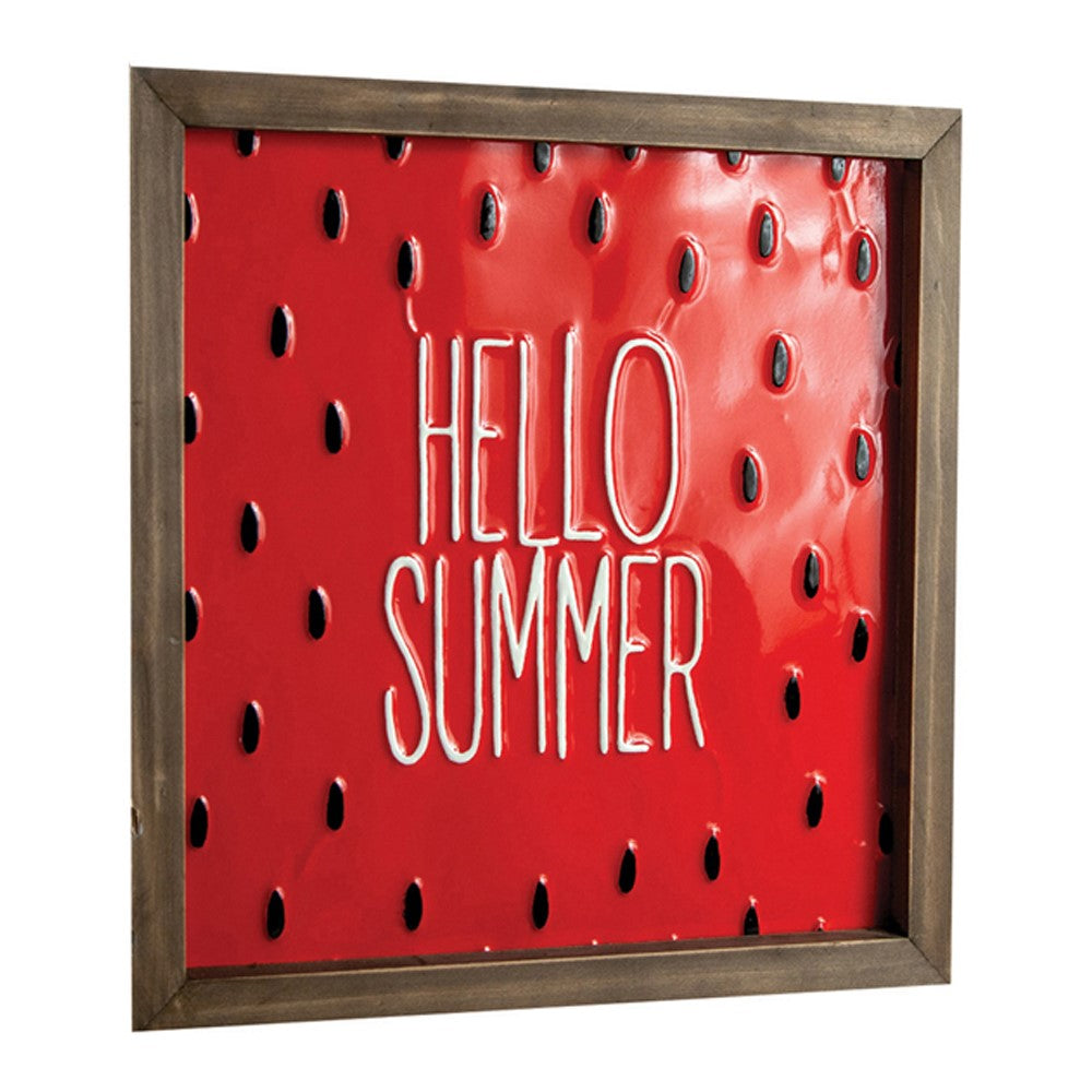 Watermelon Seed Hello Summer Metal Sign S/2