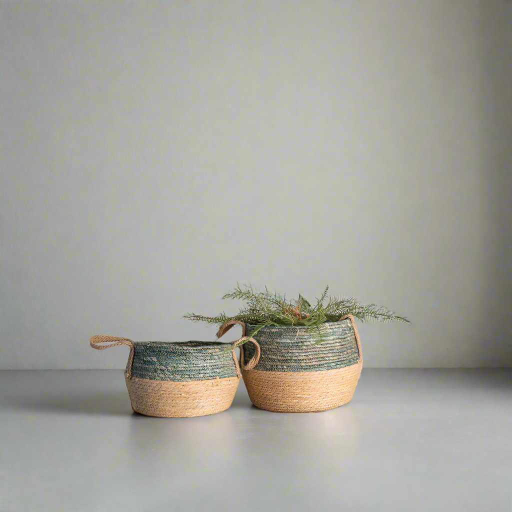 Woven Basket Green Set of 2