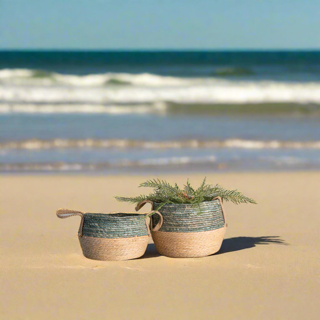 Woven Basket Green Set of 2