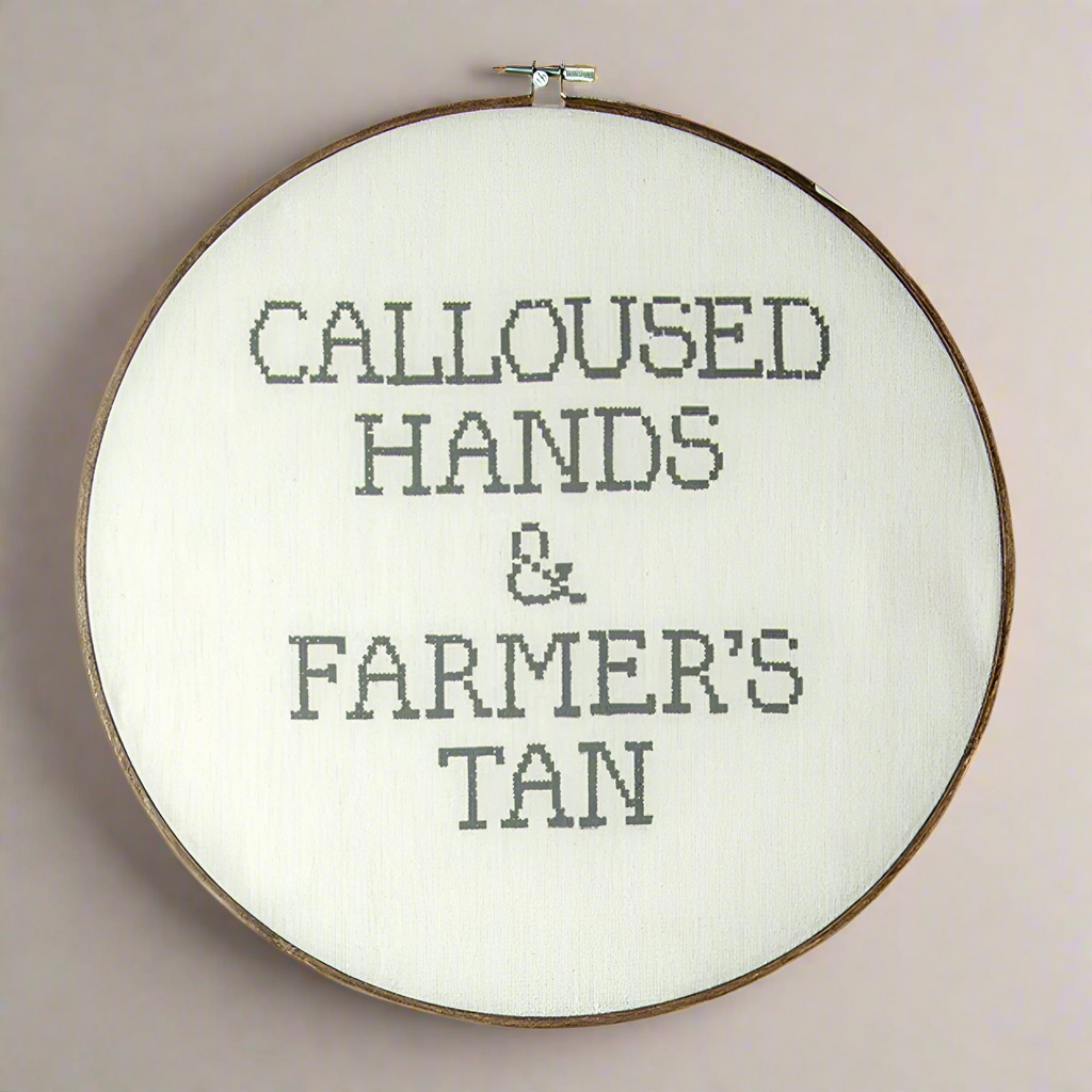 Farmer's Tan Embroidery Loop Sign Sign