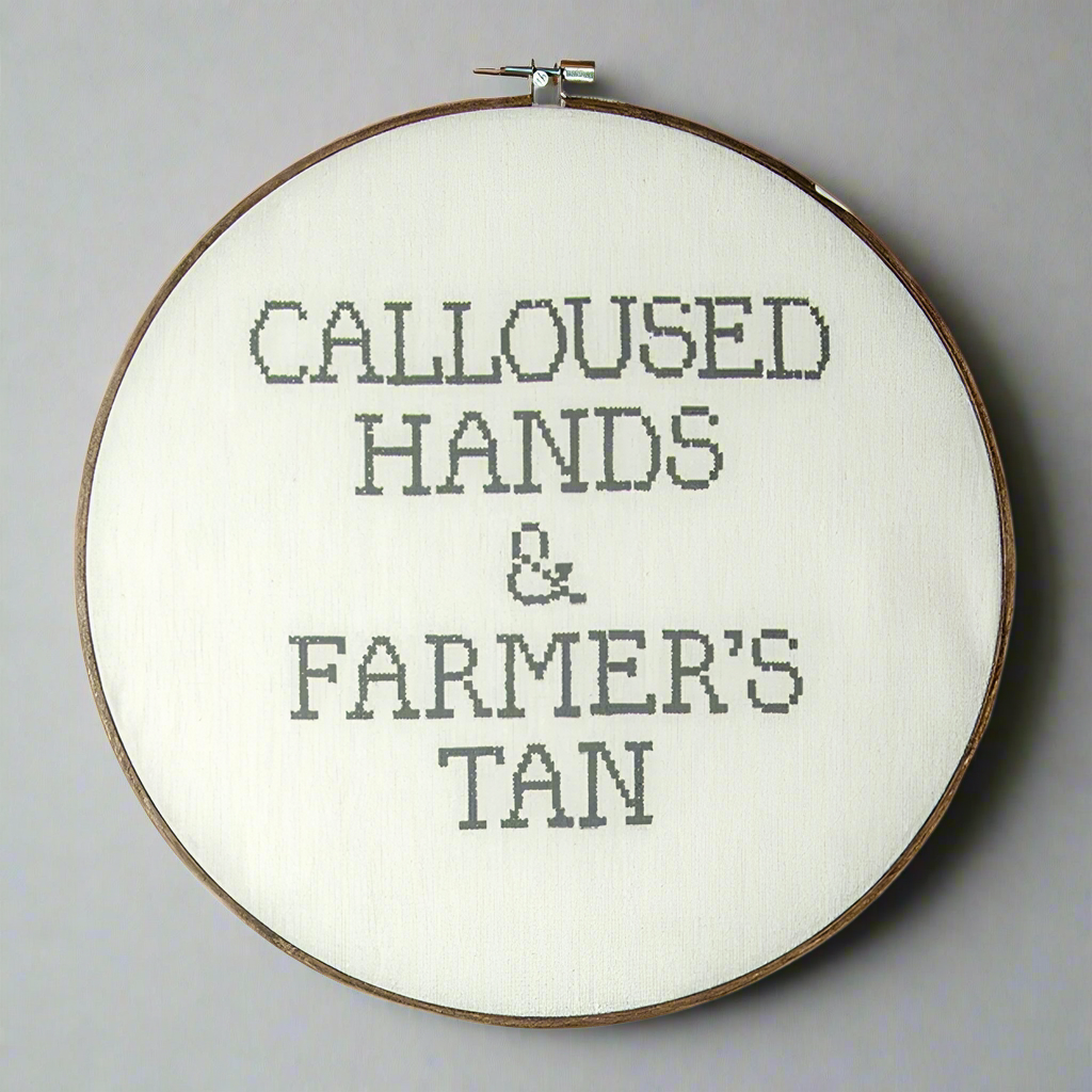 Farmer's Tan Embroidery Loop Sign Sign
