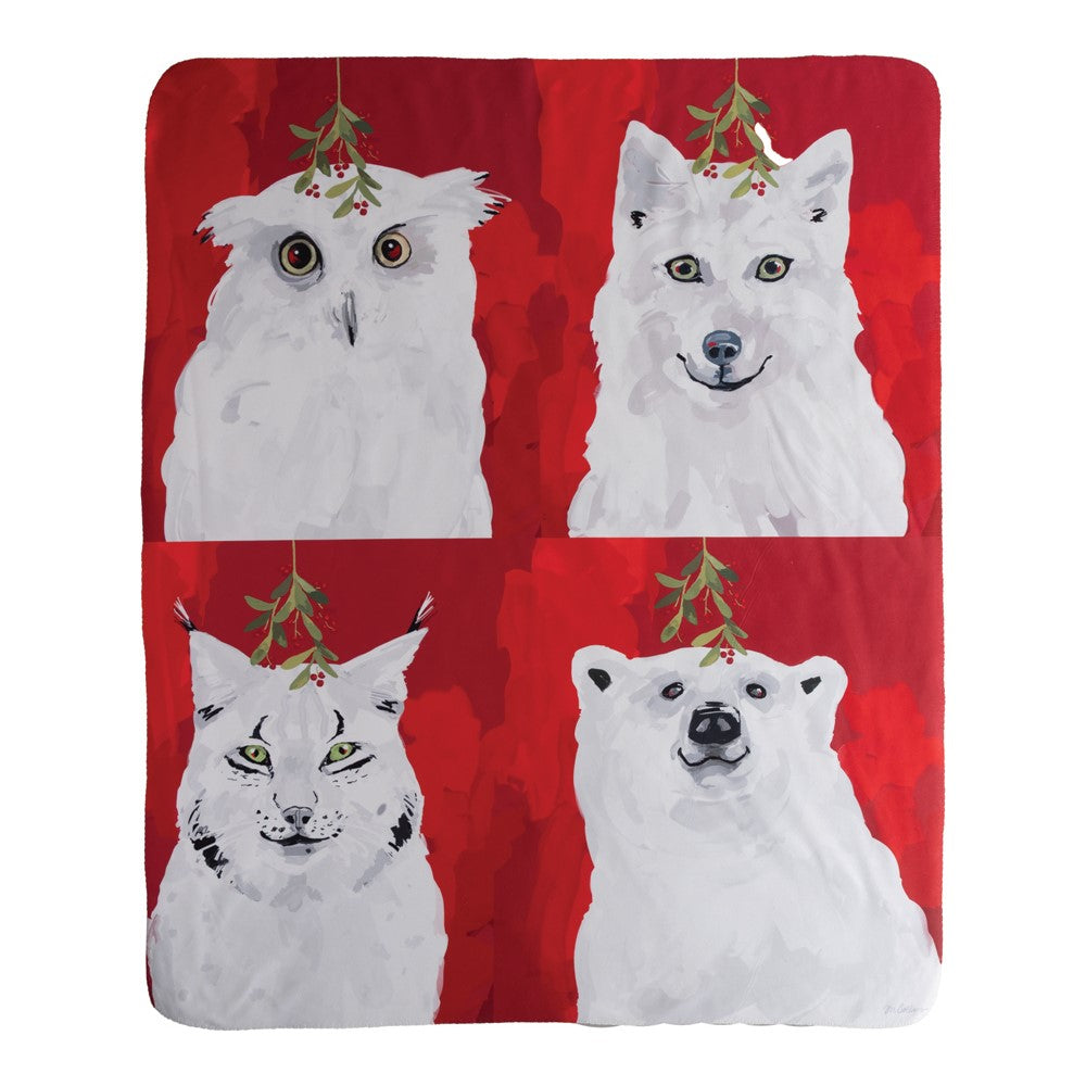 White Christmas Animals - Sherpa Fleece 50" x 60"