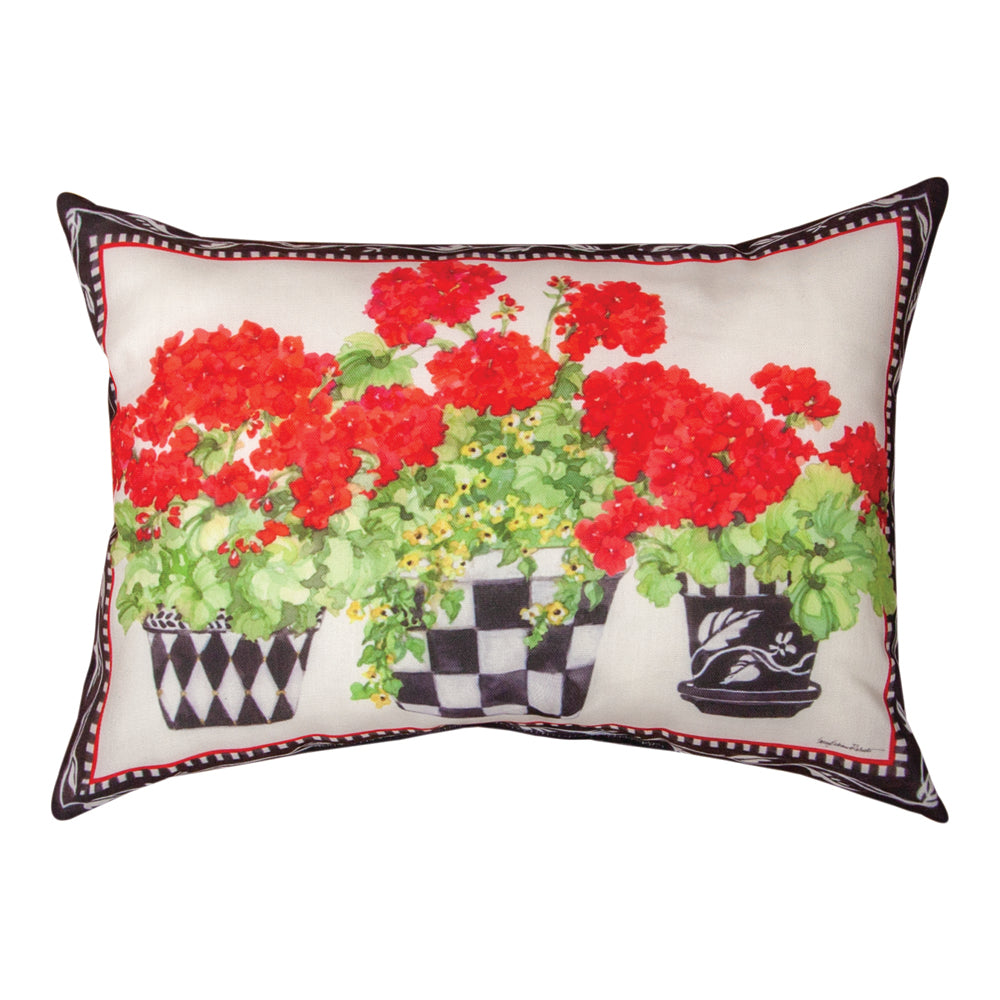 Geranium Pots Climaweave Pillow 18"x13" Indoor/Outdoor