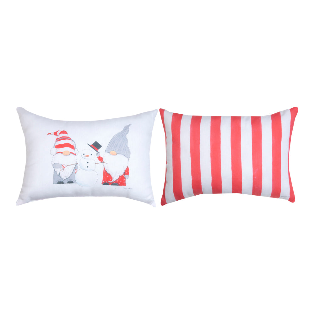 Winter Gnomes Snowman Climaweave Pillow 18"x13" Indoor/Outdoor