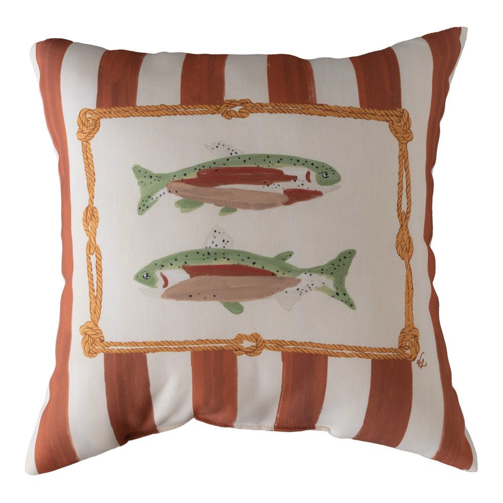 Gone Fishing Brown Climaweave Pillow 18" x 18"