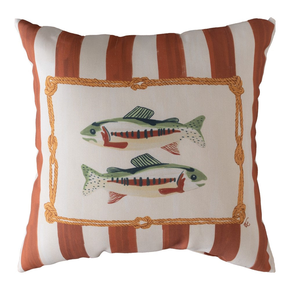 Gone Fishing Brown Climaweave Pillow 18" x 18"